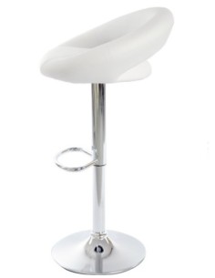 Taburete LUXUS NEW (M), cromado, similpiel blanca 2