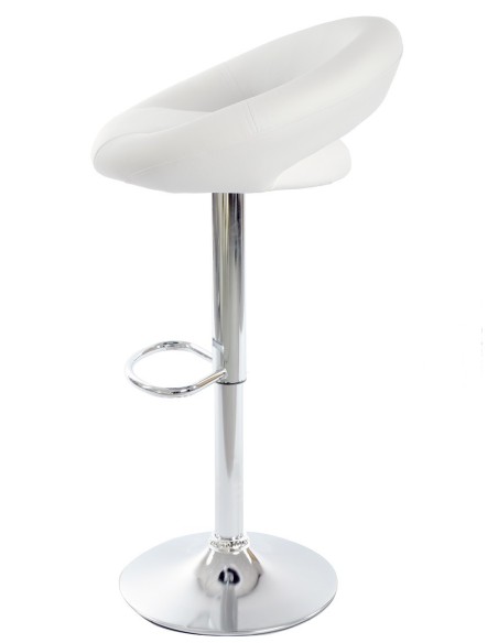 Taburete LUXUS NEW (M), cromado, similpiel blanca