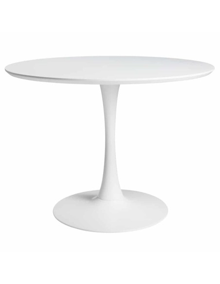 Mesa TUL (TO), base de metal, tapa lacada blanca, 120 cms de diámetro