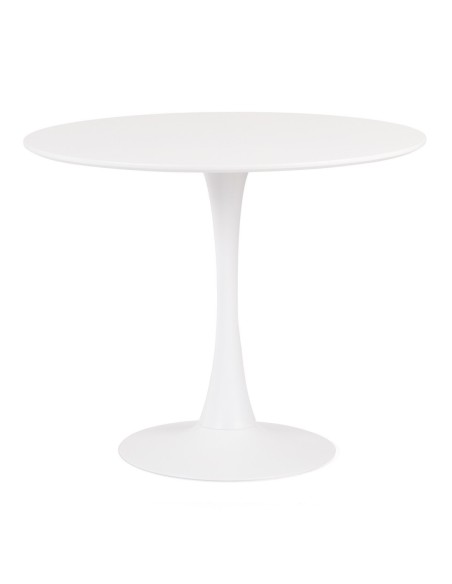Mesa TUL (TO), base de metal, tapa lacada blanca, 90 cms de diámetro