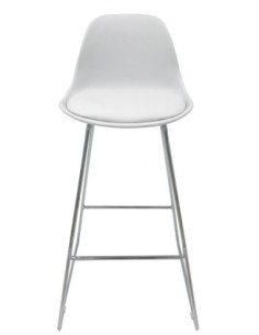 Taburete TOW FIBB, cromado, carcasa y tapizado blanco 2