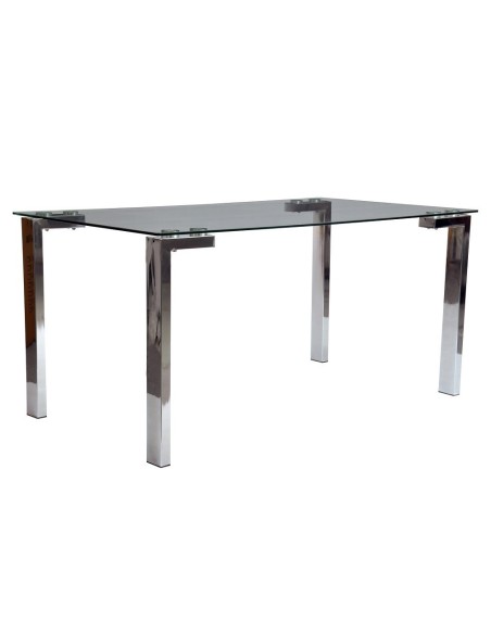 Mesa LAINEY 140 (M), cromada, cristal, 140x80 cms