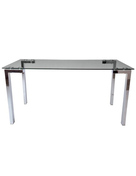 Mesa LAINEY 140 (M), cromada, cristal, 140x80 cms