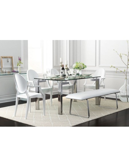 Mesa LAINEY 140 (M), cromada, cristal, 140x80 cms