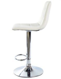 Taburete DESEO NEW (M), cromado, similpiel blanca 2