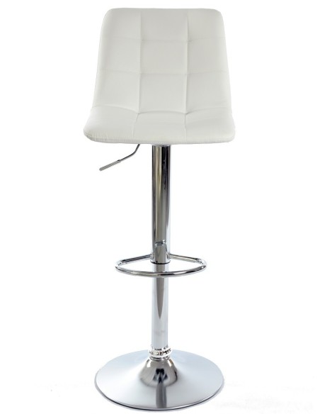 Taburete DESEO NEW (M), cromado, similpiel blanca