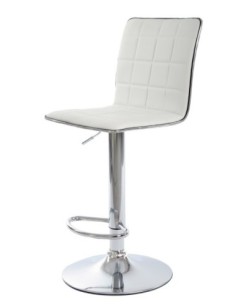 Taburete CUBUS ( M ), cromado, similpiel blanca