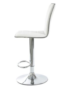 Taburete CUBUS ( M ), cromado, similpiel blanca 2