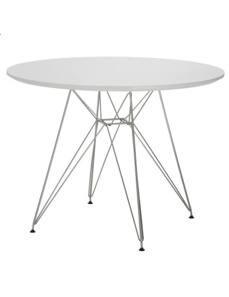 Mesa STAR, cromada, lacada blanca, 100 cms de diámetro