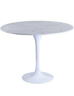 Mesa TUL, fibra de vidrio, mármol blanco, 100 cms de diámetro