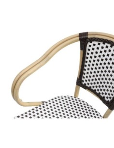 Sillón PARIS, apilable, aluminio, ratán blanco y marrón