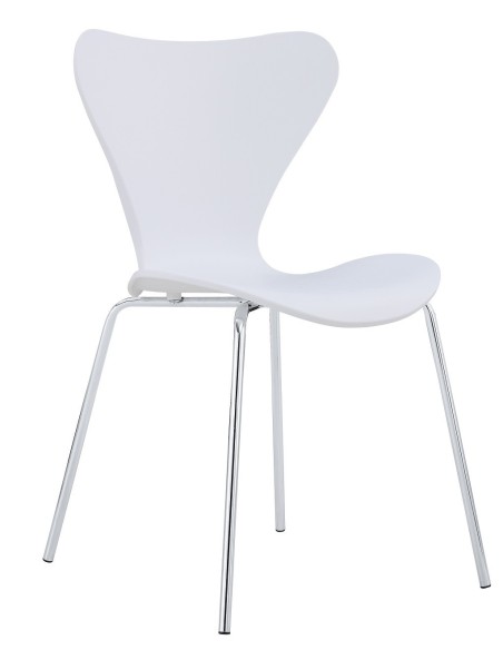 Silla ARNE NEW, apilable, cromada, polipropileno blanco