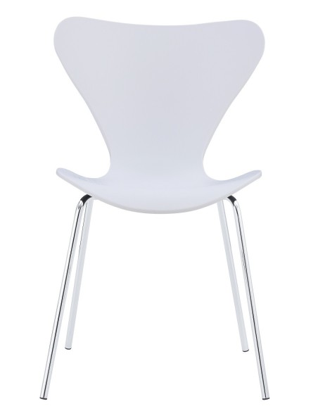 Silla ARNE NEW, apilable, cromada, polipropileno blanco