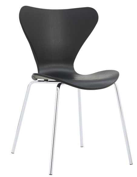 Silla ARNE NEW, apilable, cromada, polipropileno negro