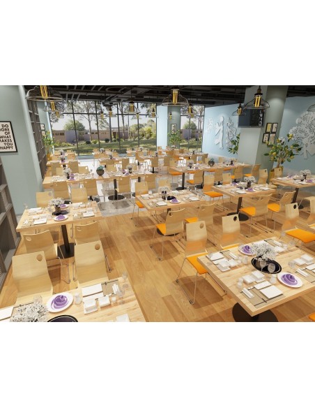 Silla AMELIE, apilable, acero inoxidable, asiento laminado HPL, color natural