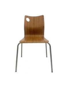 Silla AMELIE, apilable, acero inoxidable, asiento laminado HPL, color nogal 2
