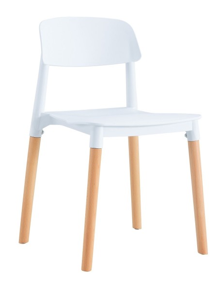 Silla CROSCAT (SU), madera, polipropileno blanco