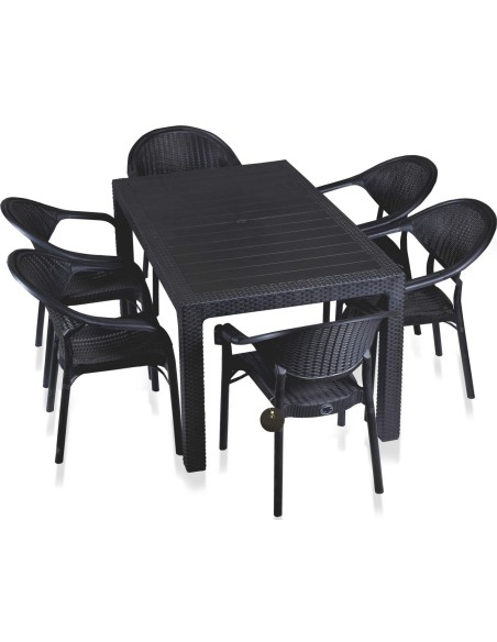 Mesa MIJAS, polipropileno negro, 150 x 90 cms