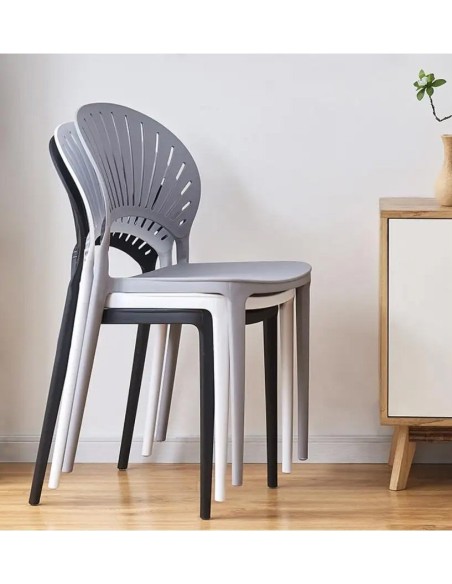 Silla ABANICO, apilable, polipropileno blanco