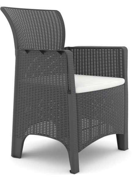 Sillón ILEÓN, polipropileno antracita, cojín beige