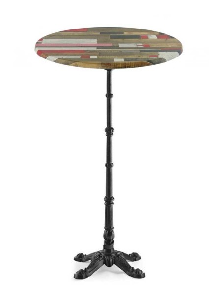 Mesa alta BRISTOL, fundición, 4 pies, negra, tapa 70 cms. Color a elegir