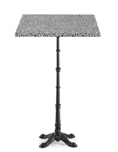 Mesa alta BRISTOL, fundición, 4 pies, negra, tapa 60x60 cms. Color a elegir