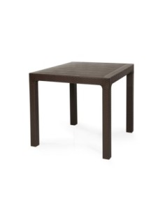 Mesa TROPICAL, ratán, polipropileno marrón chocolate, 80 x 80 cms