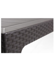 Mesa TROPICAL, ratán, polipropileno marrón chocolate, 140 x 80 cms