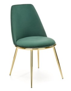 Silla TAVIRA, metal, cromado dorado, tapizado velvet verde oscuro