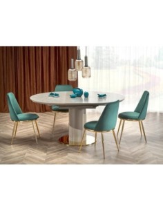 Silla TAVIRA, metal, cromado dorado, tapizado velvet verde oscuro 2