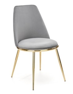 Silla TAVIRA, metal, cromado dorado, tapizado velvet gris