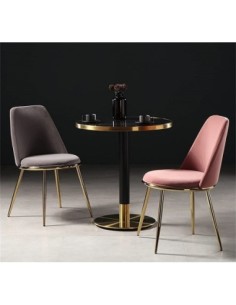 Silla TAVIRA, metal, cromado dorado, tapizado velvet gris 2