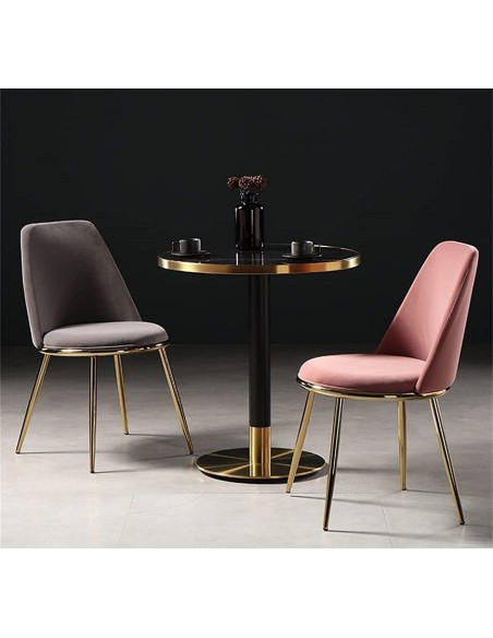 Silla TAVIRA, metal, cromado dorado, tapizado velvet gris