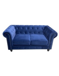 Sofá CHESTER PREMIUM, 2 plazas, tapizado velvet azul navy