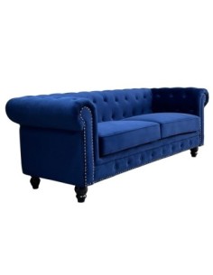 Sofá CHESTER PREMIUM, 3 plazas, tapizado velvet azul navy 2