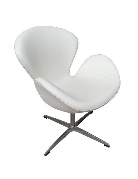 Sillón SW, tapizado en similpiel blanca