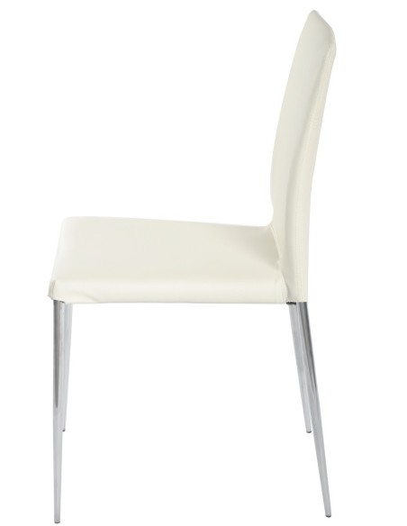Silla INMA, apilable, metal, similpiel blanca