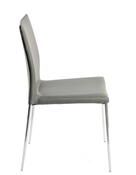 Silla INMA, apilable, metal, similpiel gris oscuro