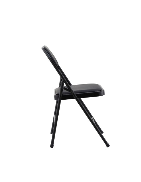 Silla SMART, plegable, metal, epoxi negro, vinilo negro