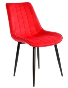 Silla YUCCA, metal negro, tapizado velvet rojo