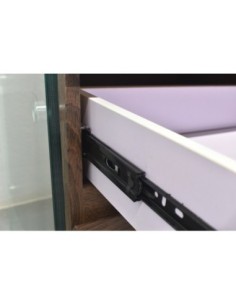 Mesa SEBAS, baja, cristal curvado, dos cajones, 50 x 43 cms 2