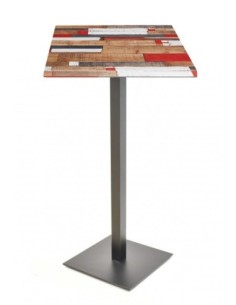 Mesa alta TROCADERO, negra, base de 110 cms y tapa de 60x60 cms. Color a elegir