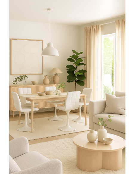 Silla IVONNE, metal blanco, tapizado similpiel blanca