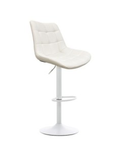 Taburete IVONNE, metal blanco, tapizado similpiel blanca