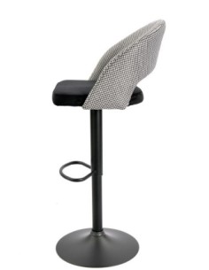 Taburete TEIDE, regulable, metal negro, tapizado pata de gallo con negro 2