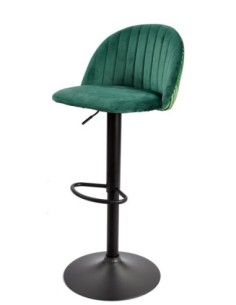 Taburete FLOWER, regulable, metal negro, tapizado velvet verde con trasera floral a juego 2