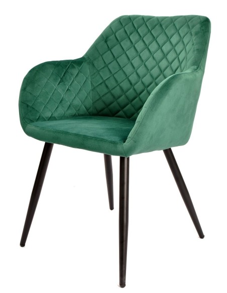 Sillón ROLANDO, metal, tapizado velvet 56 verde oscuro
