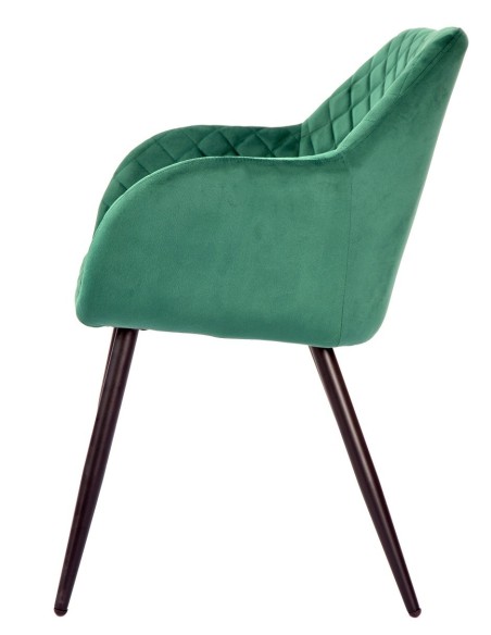 Sillón ROLANDO, metal, tapizado velvet 56 verde oscuro