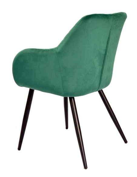 Sillón ROLANDO, metal, tapizado velvet 56 verde oscuro