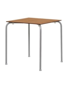 Mesa FERAY, apilable, epoxi color plata, tablero fenólico roble Country 69 x 69 cms.